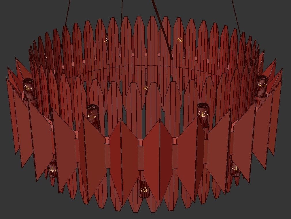 CORONA modern chandelier in gold and glass 3D model_3