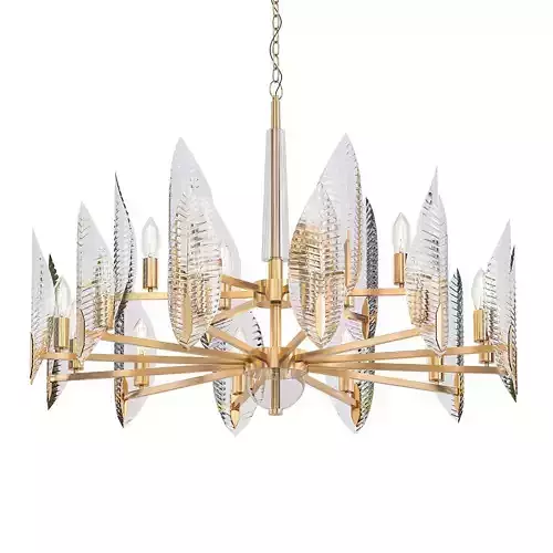 NIBA-B chandelier with gold leaves and clear glass