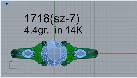 Green Emerald Diamond Ring 1718 3D print model 3D print model_4