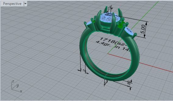 Green Emerald Diamond Ring 1718 3D print model 3D print model_7