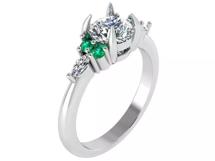 Green Emerald Diamond Ring 1718 3D print model 3D print model_0