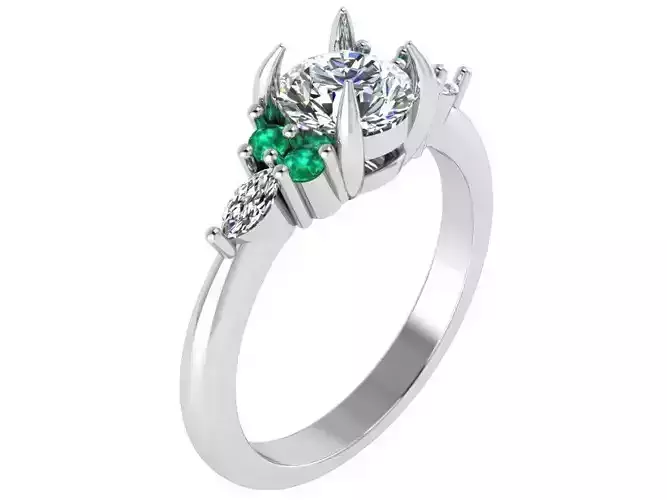  Green Emerald Diamond Ring 1718  3D print model