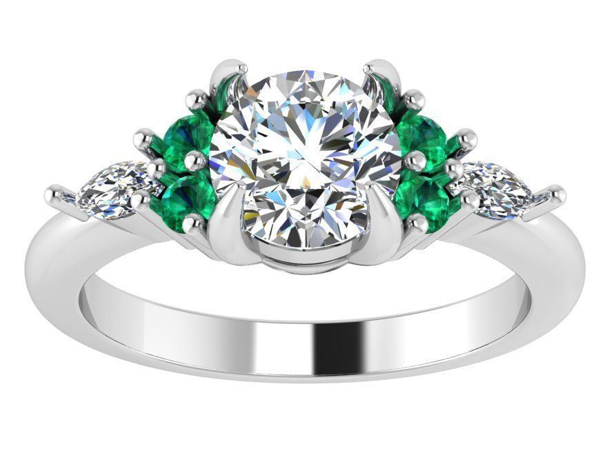 Green Emerald Diamond Ring 1718 3D print model 3D print model_2