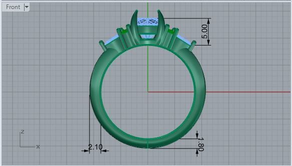 Green Emerald Diamond Ring 1718 3D print model 3D print model_5