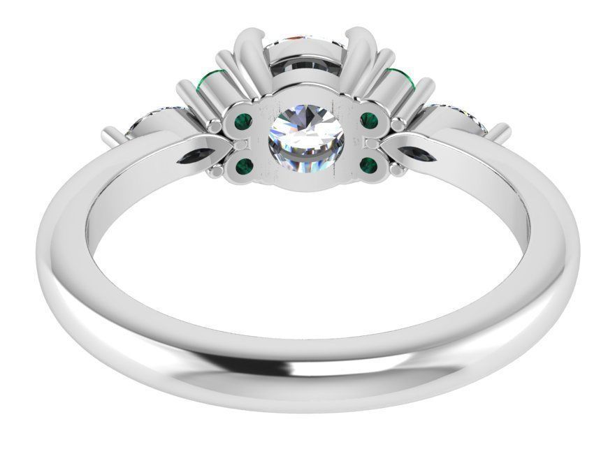 Green Emerald Diamond Ring 1718 3D print model 3D print model_3
