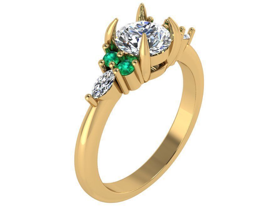 Green Emerald Diamond Ring 1718 3D print model 3D print model_1