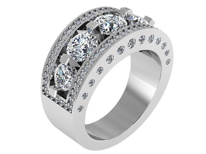 Round Diamond Band 1719 3D print model 3D print model