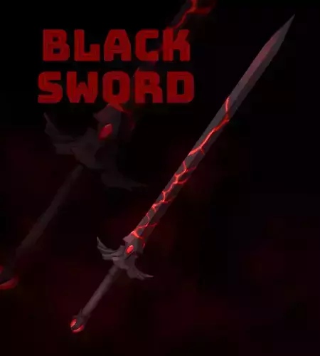 Handpainted Fantasy Black Sword