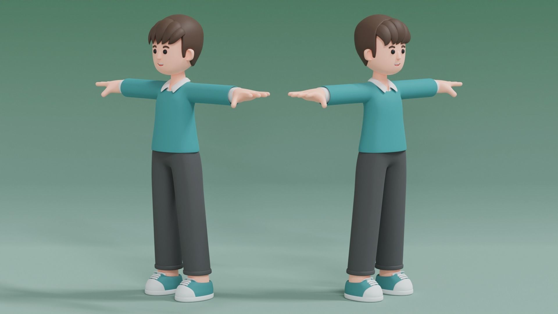 Minimal Man Cartoon Character 3 3D model_3