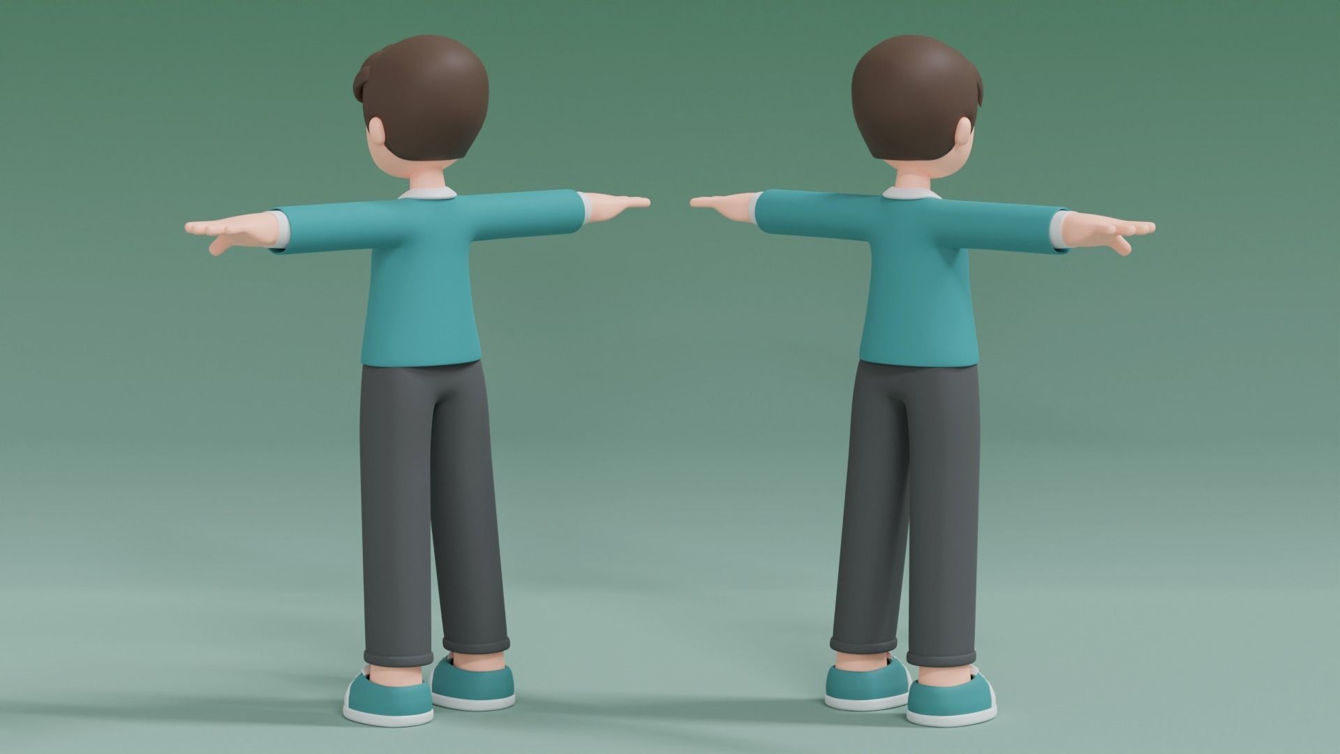 Minimal Man Cartoon Character 3 3D model_4