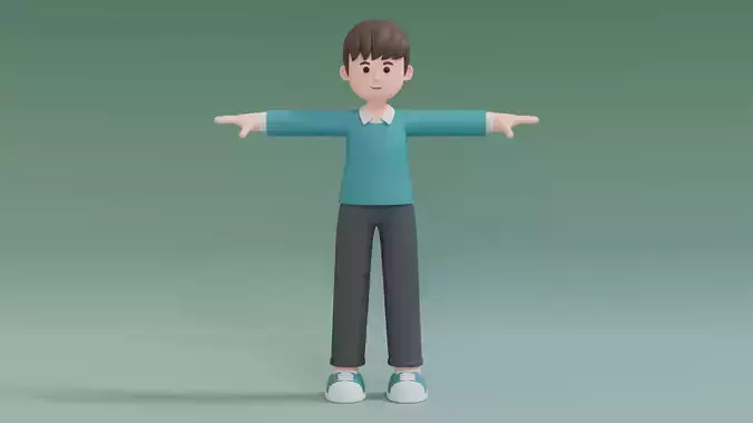 Minimal Man Cartoon Character 3 3D model