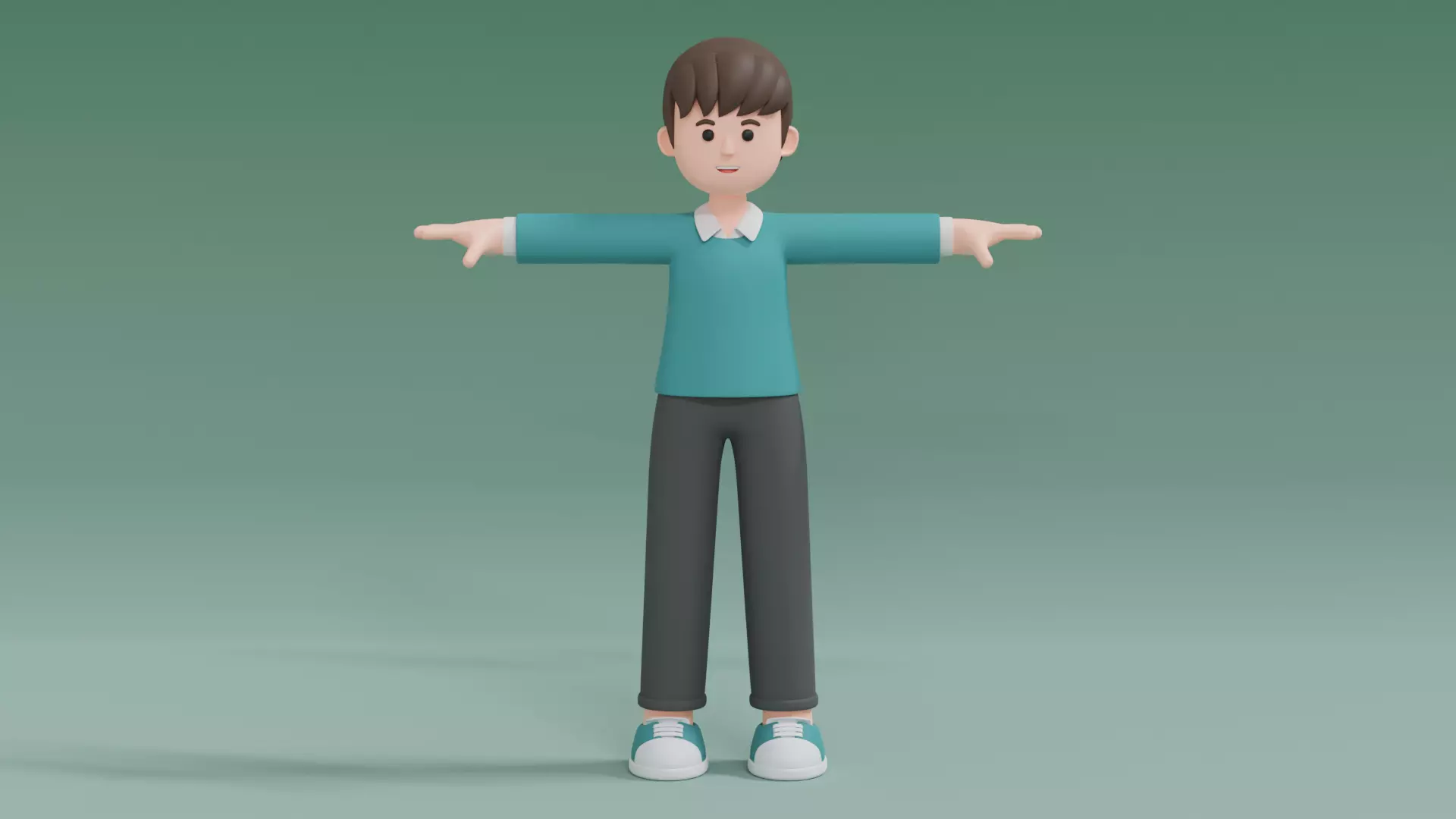 Minimal Man Cartoon Character 3 3D model_0