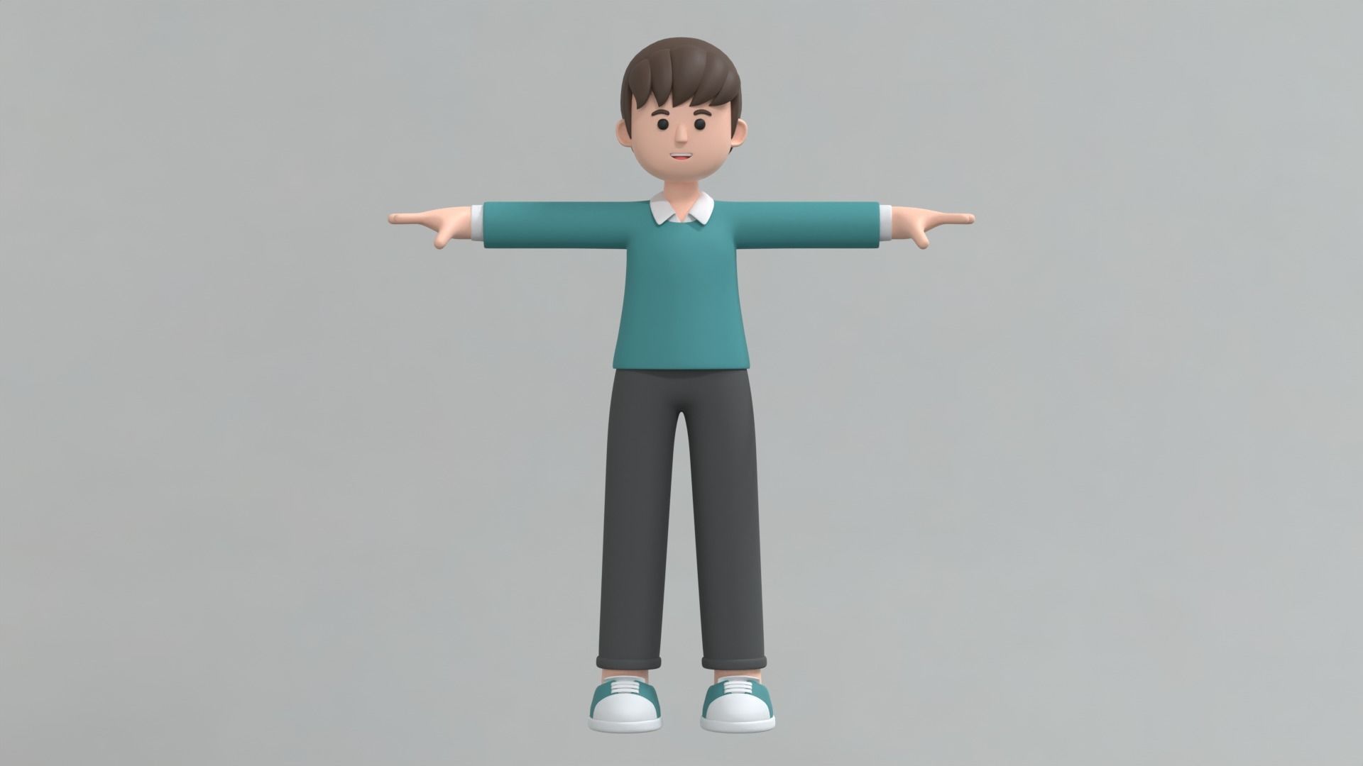 Minimal Man Cartoon Character 3 3D model_7