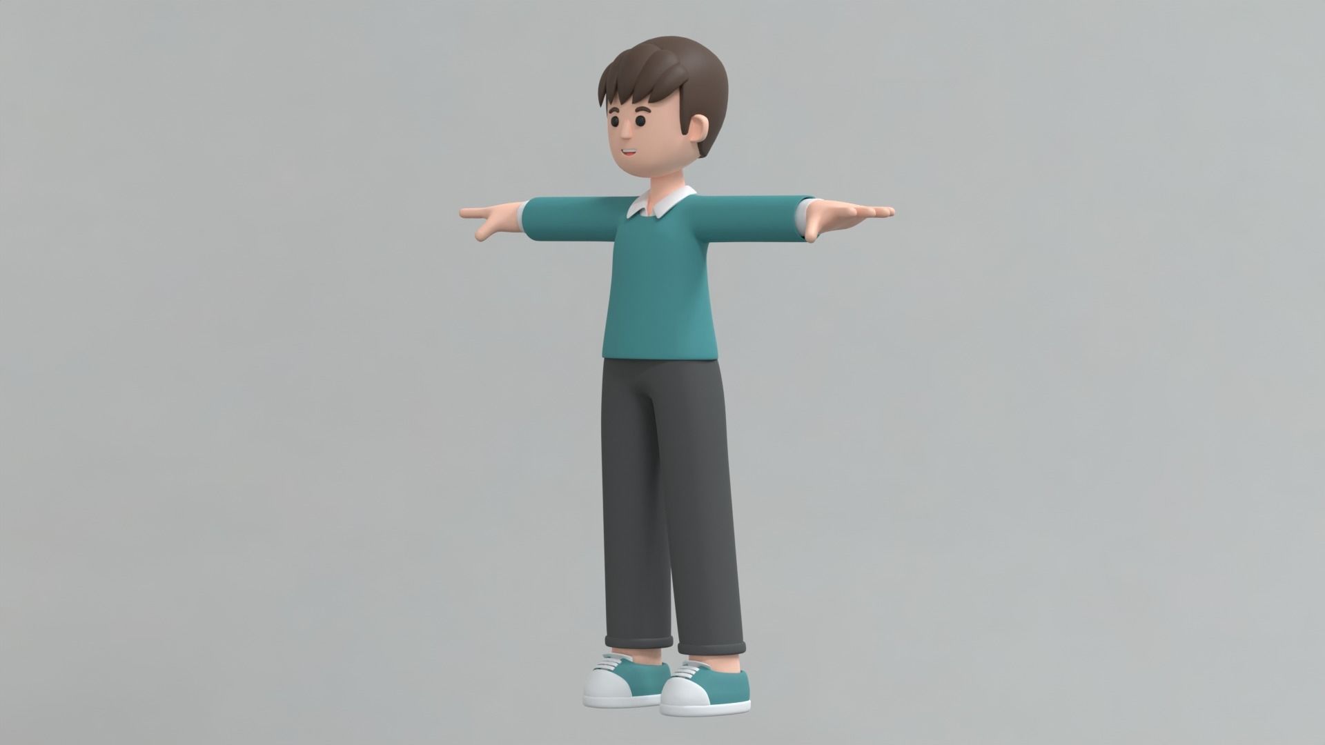 Minimal Man Cartoon Character 3 3D model_14