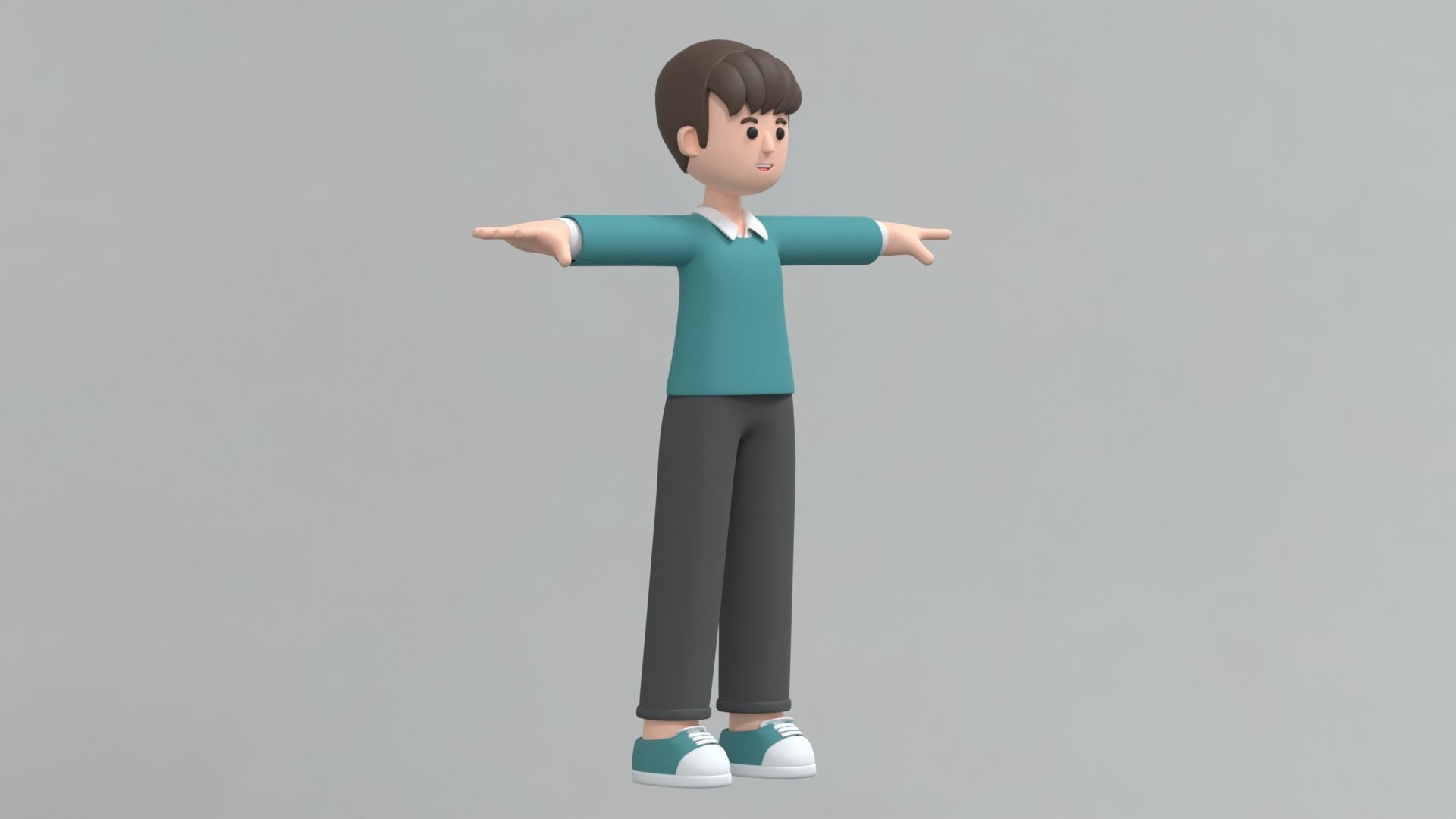 Minimal Man Cartoon Character 3 3D model_8