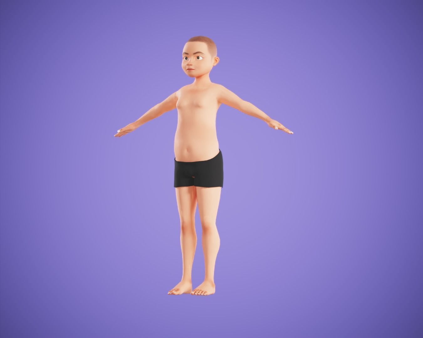 cartoon rigged  boy Low-poly 3D model_1