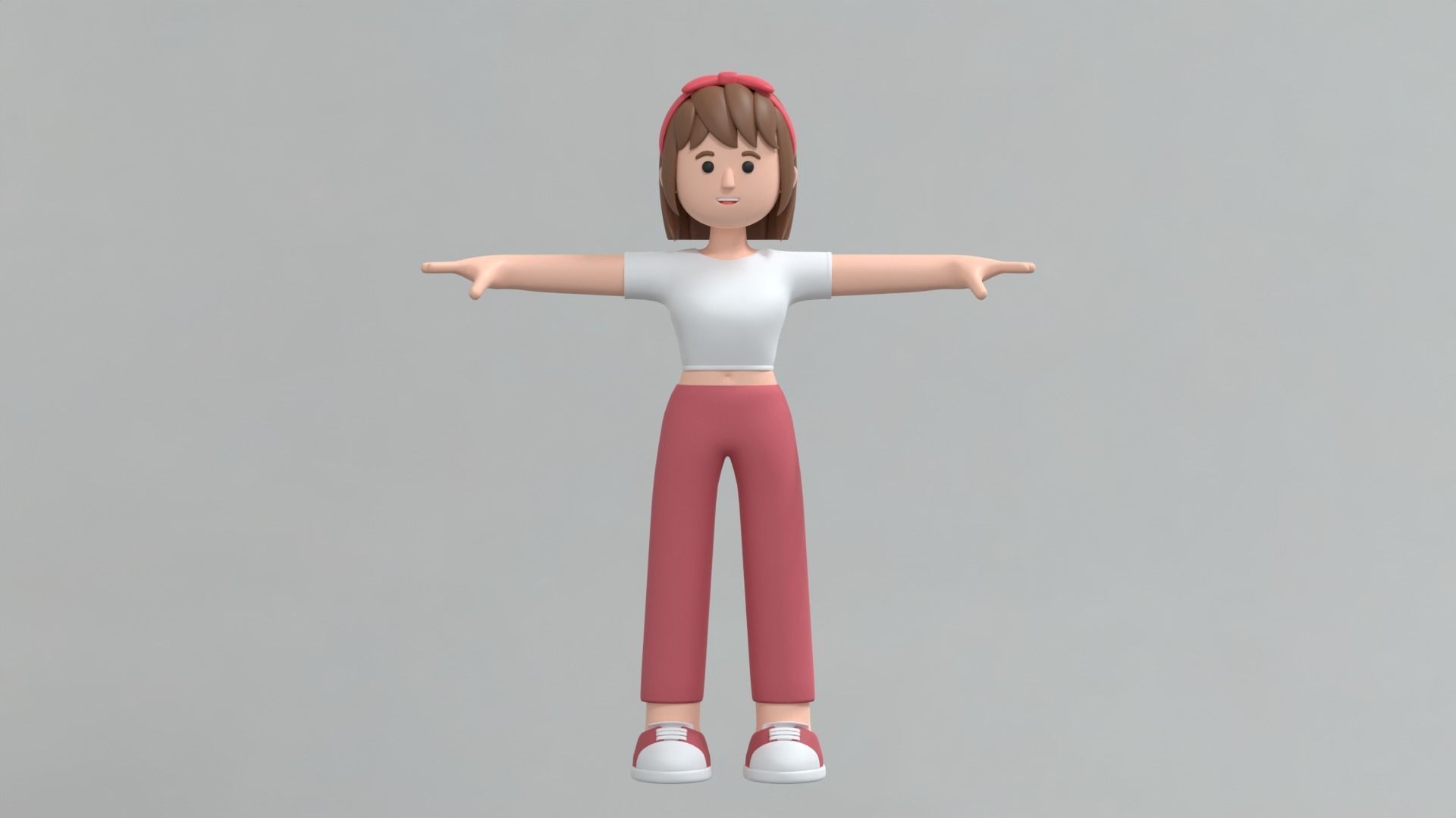 Minimal Woman Cartoon Character 2 3D model_8