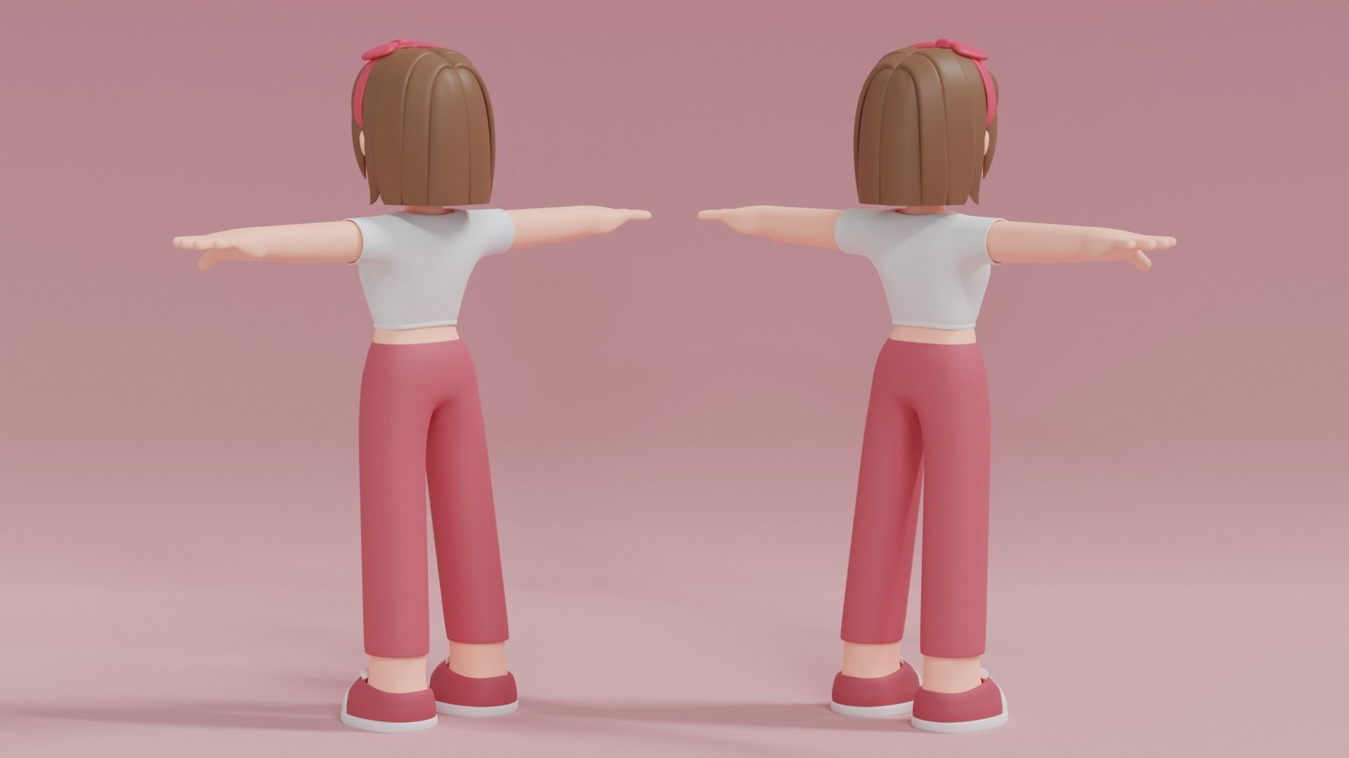 Minimal Woman Cartoon Character 2 3D model_5