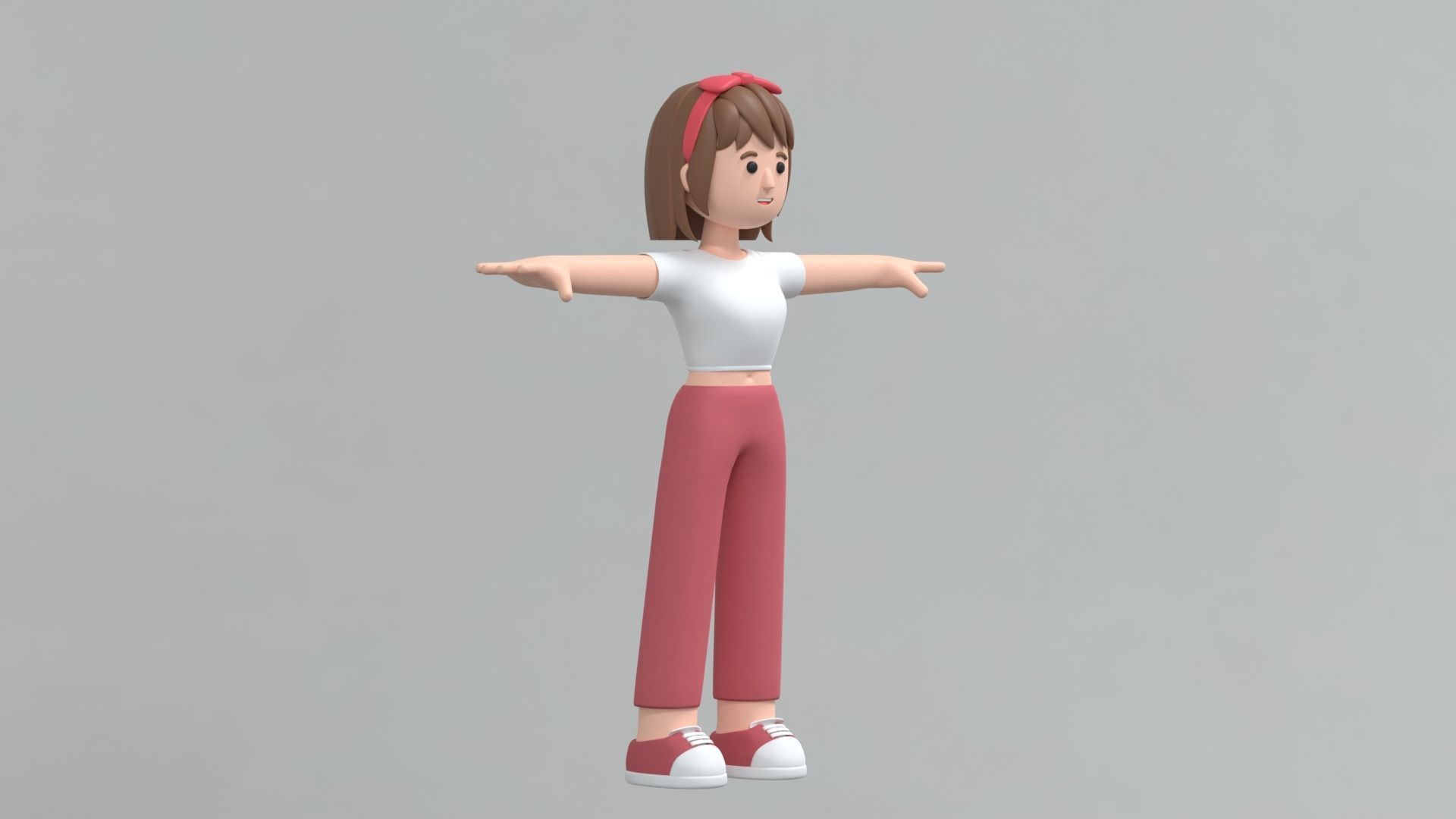 Minimal Woman Cartoon Character 2 3D model_9