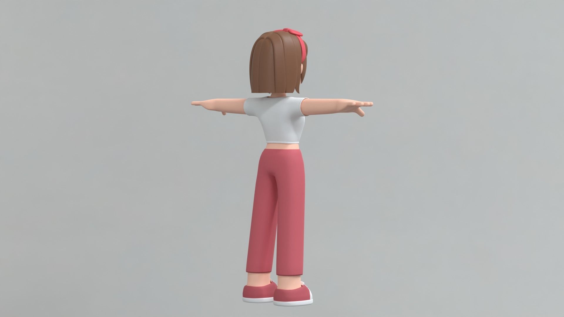 Minimal Woman Cartoon Character 2 3D model_11