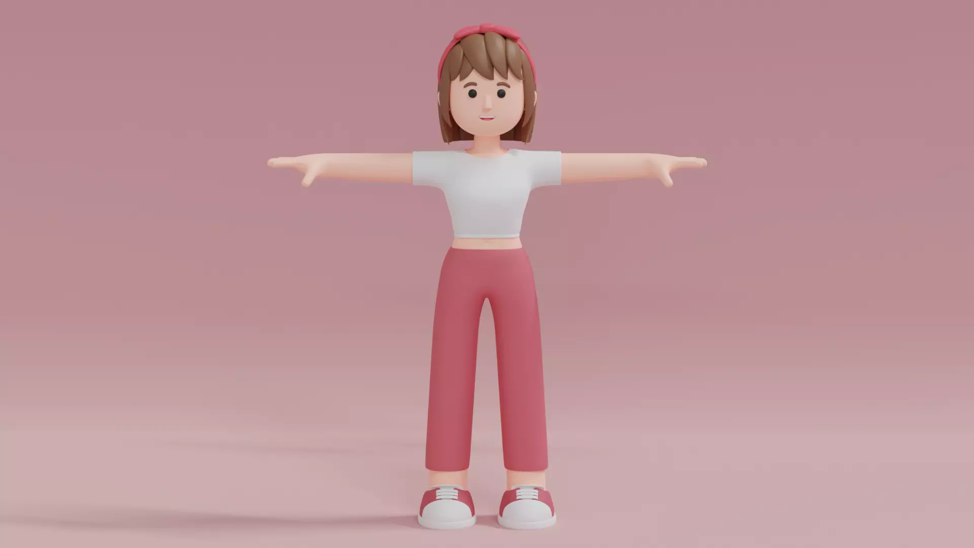 Minimal Woman Cartoon Character 2 3D model_0