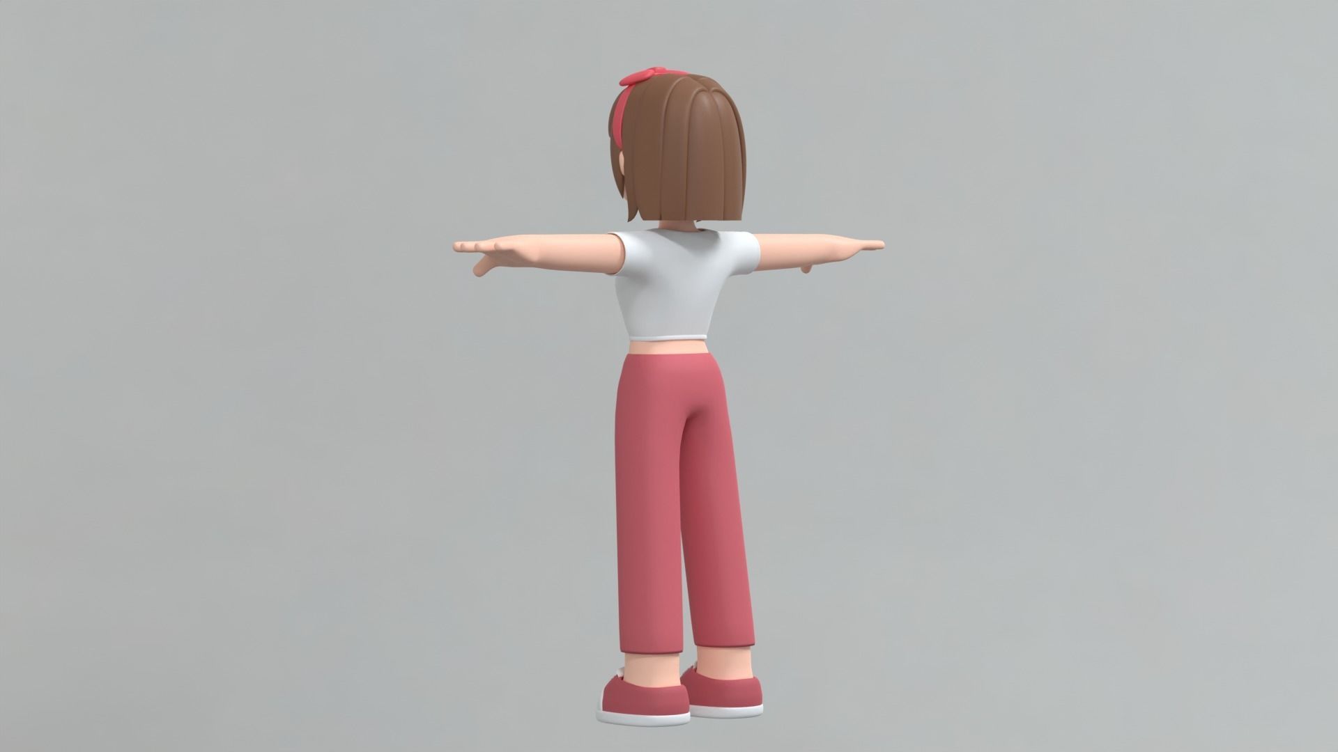 Minimal Woman Cartoon Character 2 3D model_13