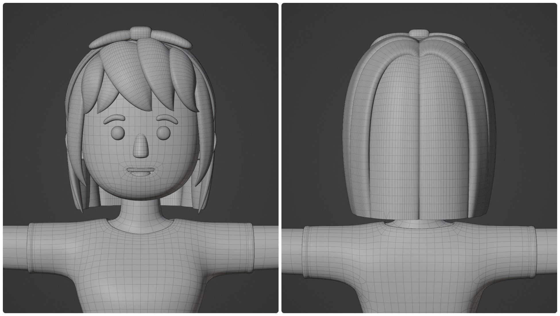 Minimal Woman Cartoon Character 2 3D model_16