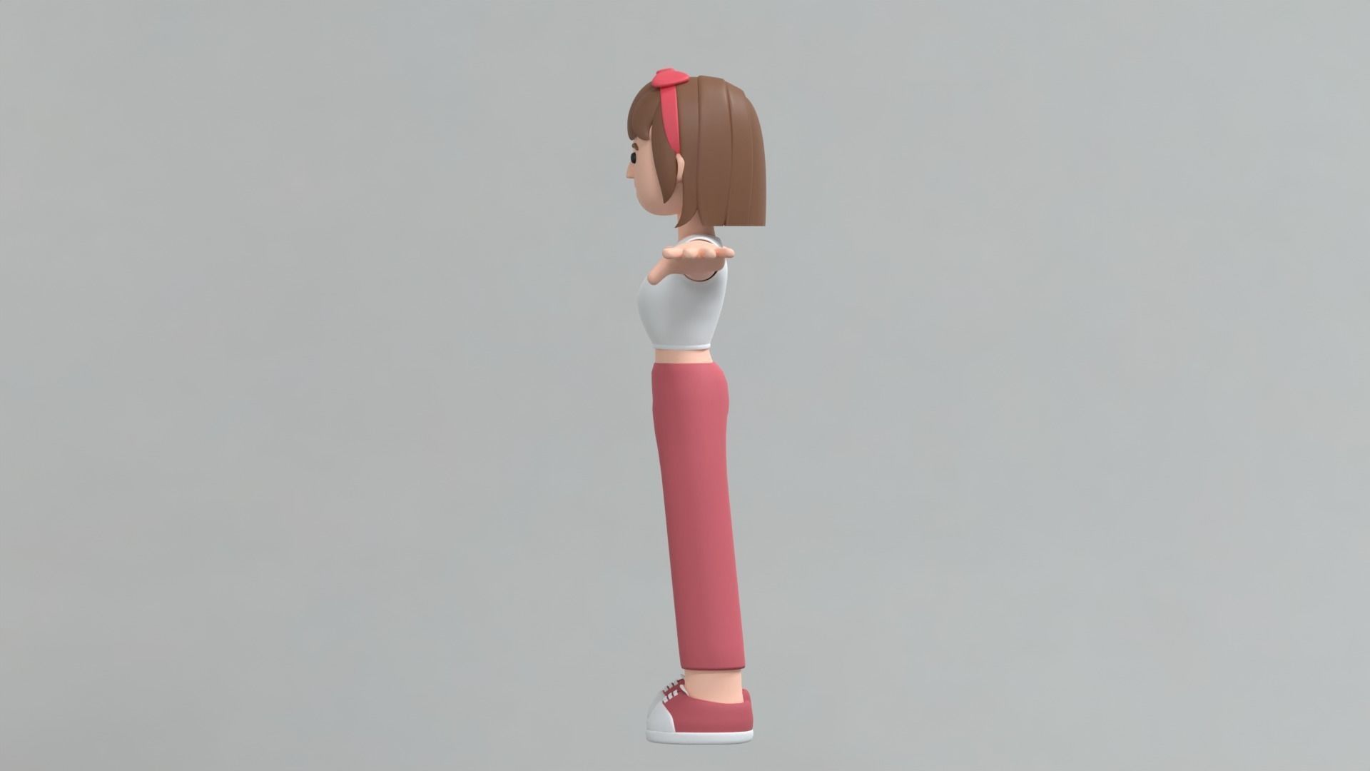 Minimal Woman Cartoon Character 2 3D model_14