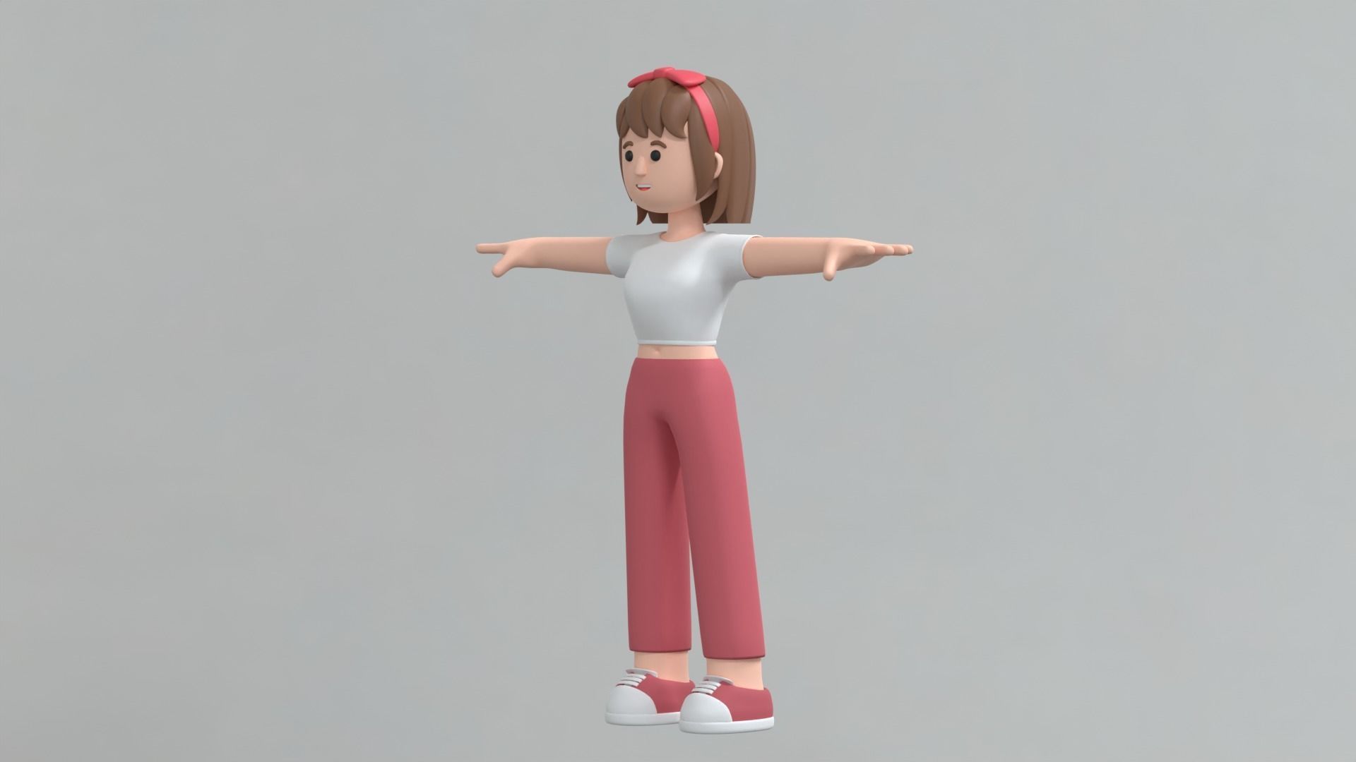 Minimal Woman Cartoon Character 2 3D model_15