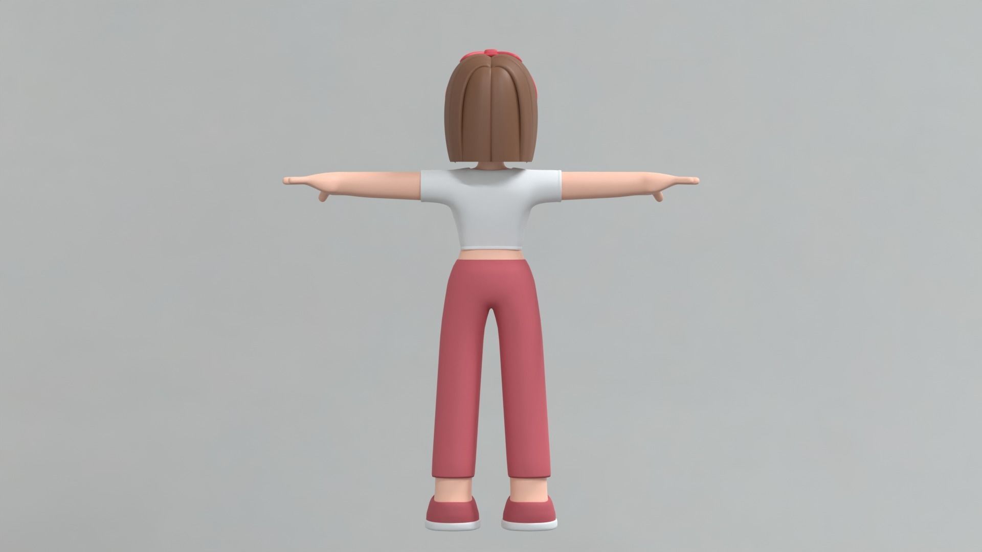 Minimal Woman Cartoon Character 2 3D model_12