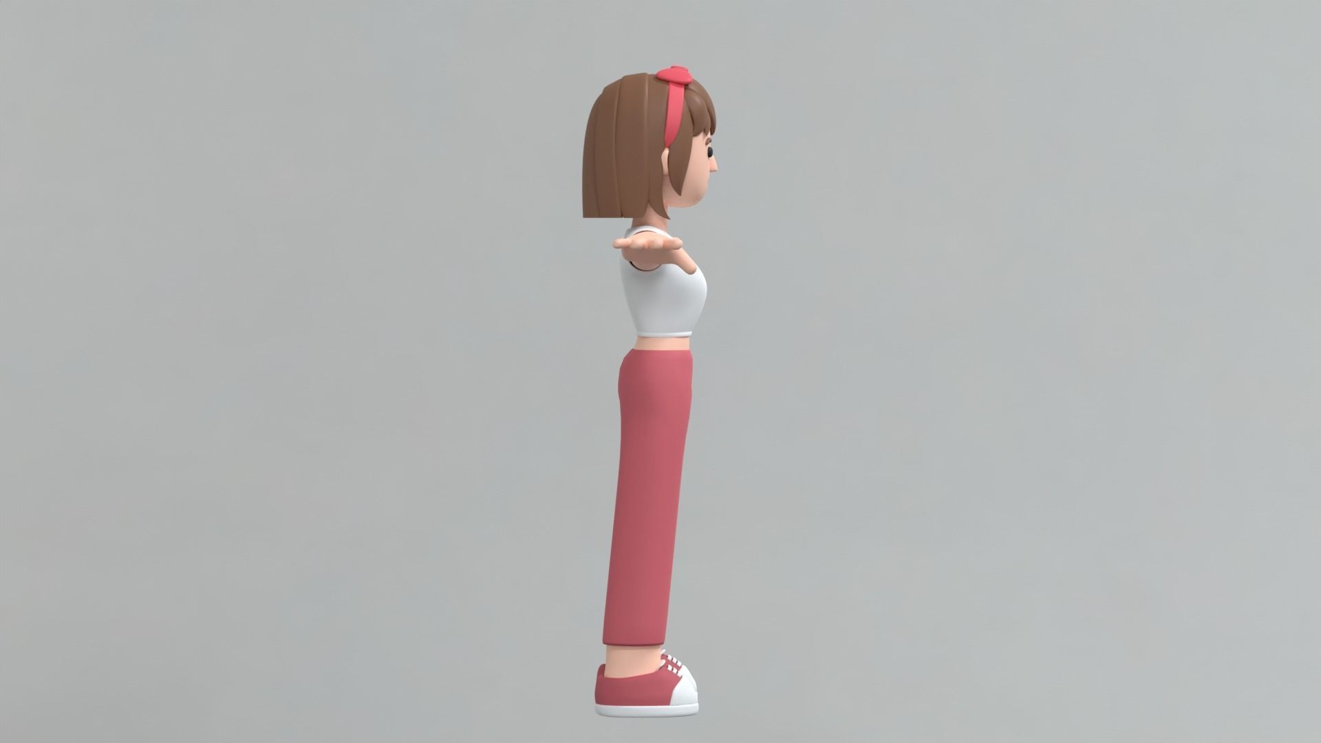 Minimal Woman Cartoon Character 2 3D model_10