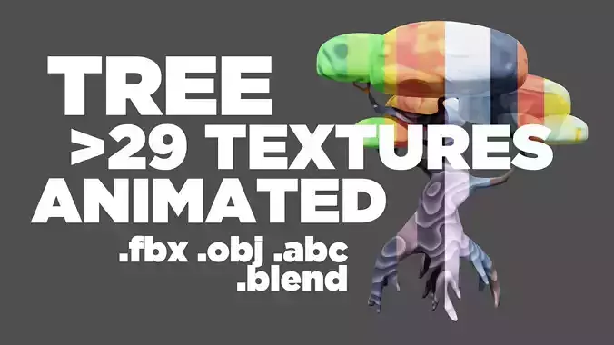 Stylized multimaterial animated tree with 29 color map