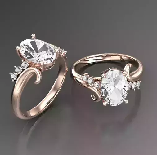 Solitaire Wedding Engagement Women Ring 3D printed ring 