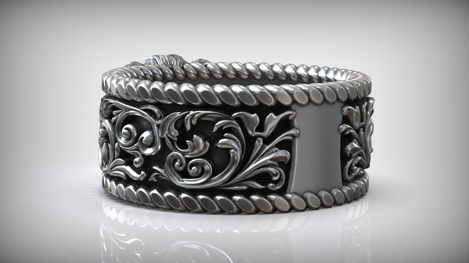 Tiger Head Engraved Pattern Wild Band 3D print model_4