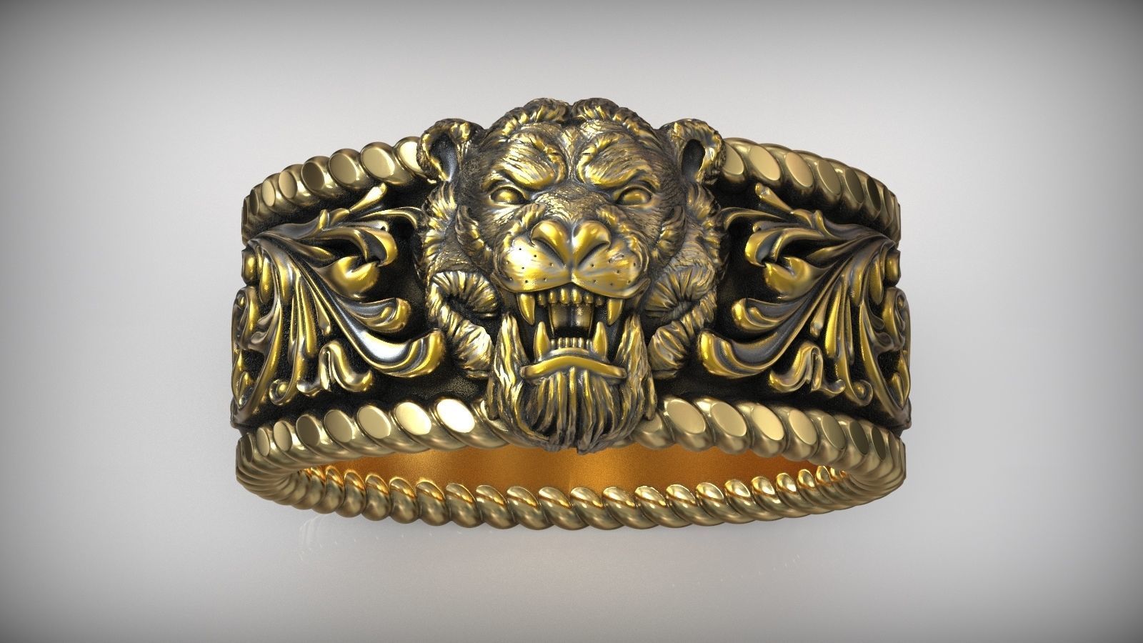 Tiger Head Engraved Pattern Wild Band 3D print model_2