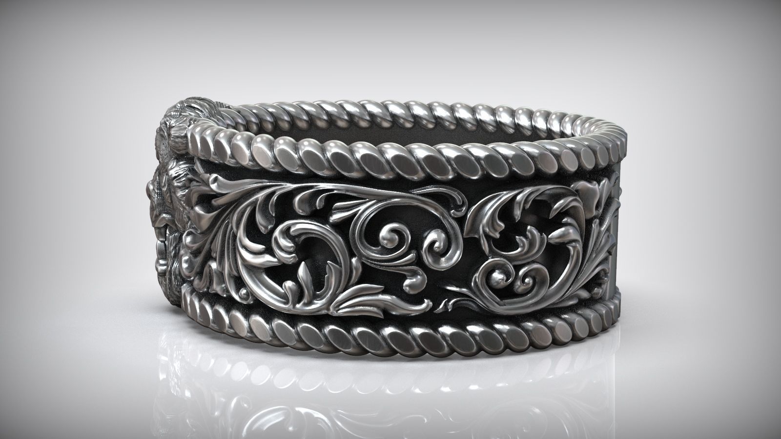 Tiger Head Engraved Pattern Wild Band 3D print model_3