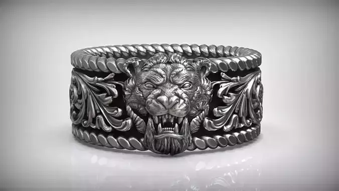Tiger Head Engraved Pattern Wild Band 3D print model