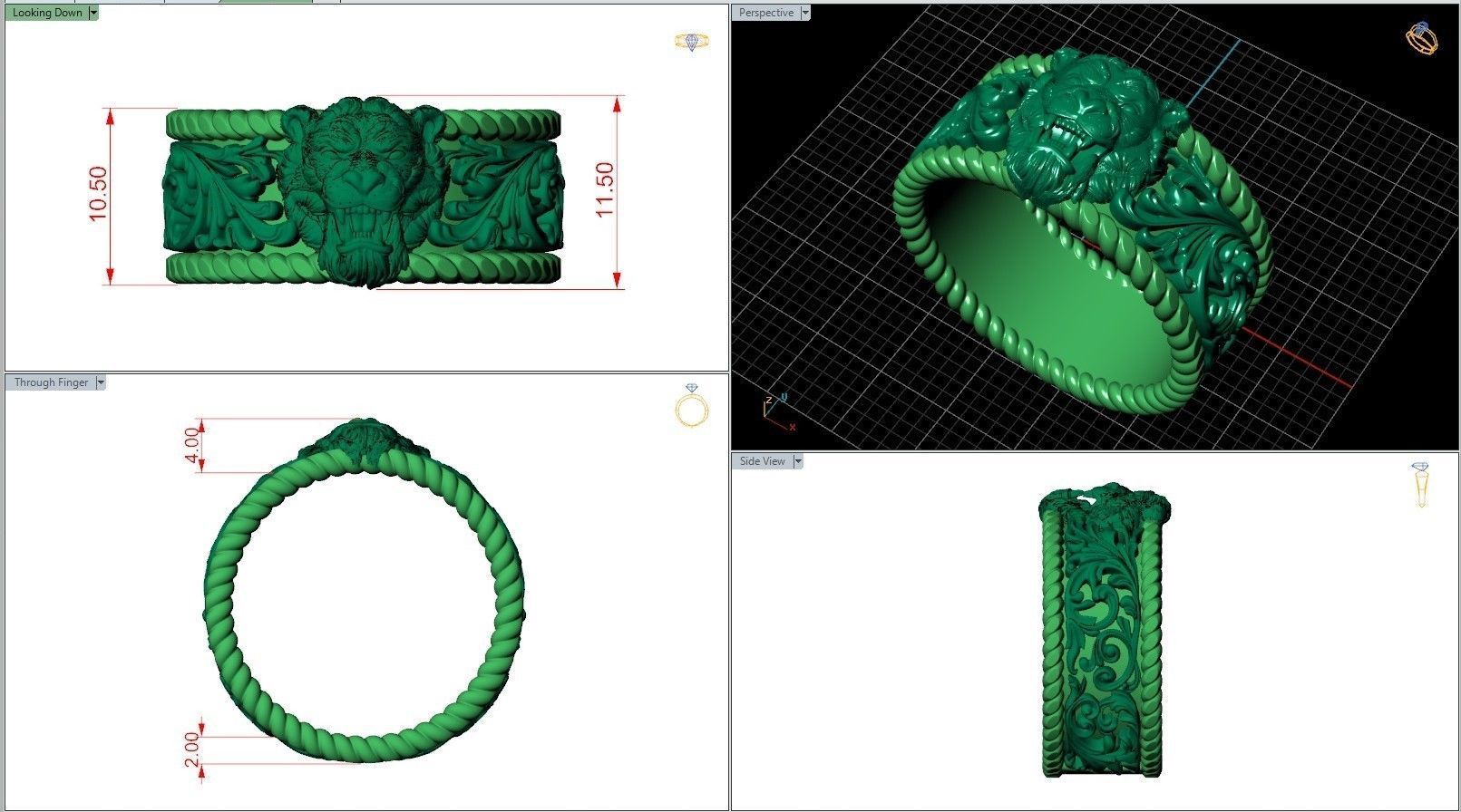 Tiger Head Engraved Pattern Wild Band 3D print model_7