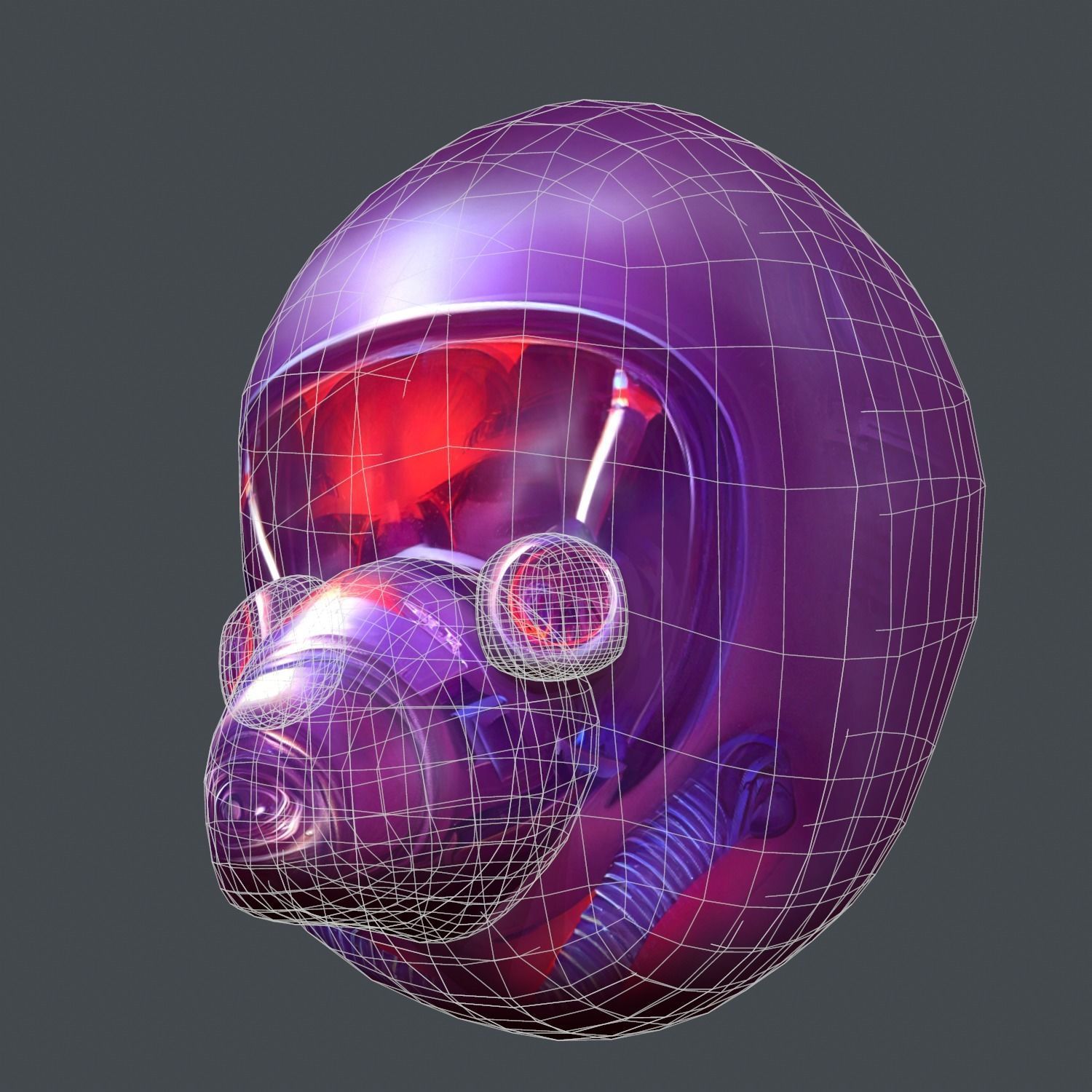 Gas mask helmet scifi Low-poly character art game space  Low-poly 3D model_7