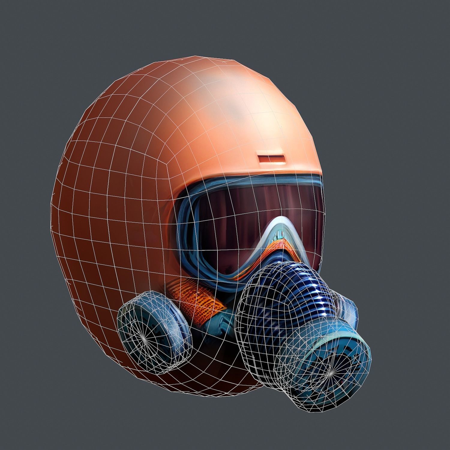 Gas mask helmet scifi Low-poly character art game space  Low-poly 3D model_9
