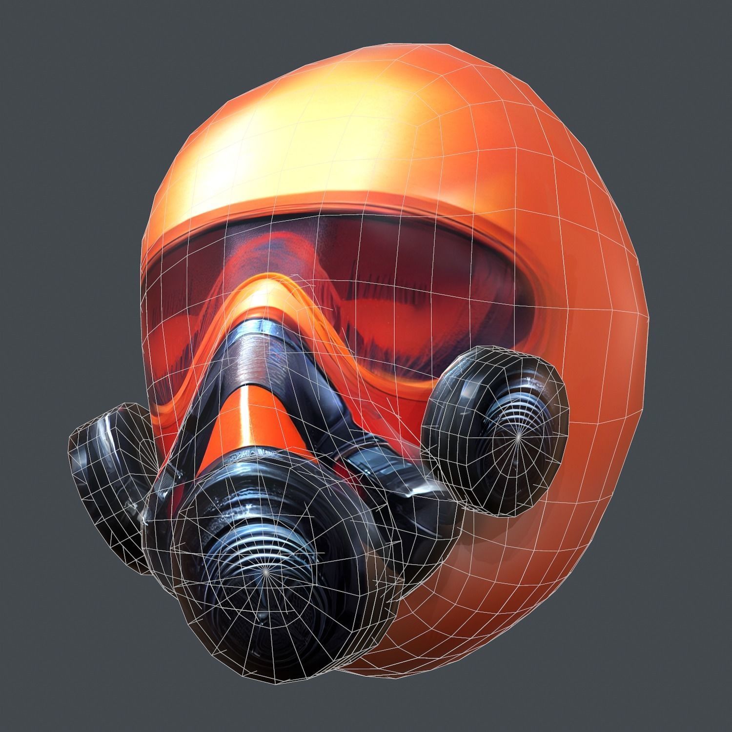 Gas mask helmet scifi Low-poly character art game space Low-poly 3D model_6