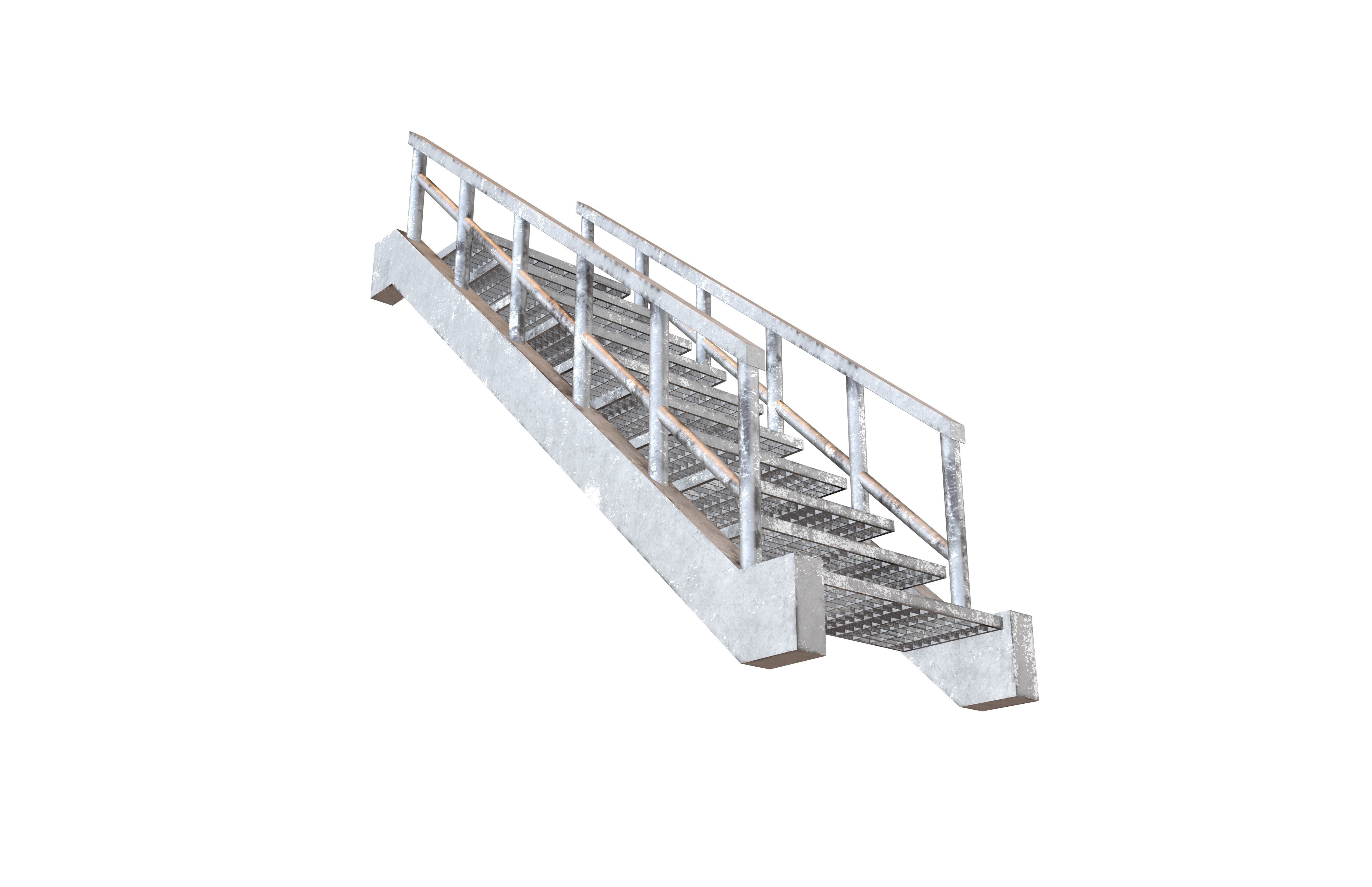 Grate Stairs v1 002 Low-poly 3D model_2