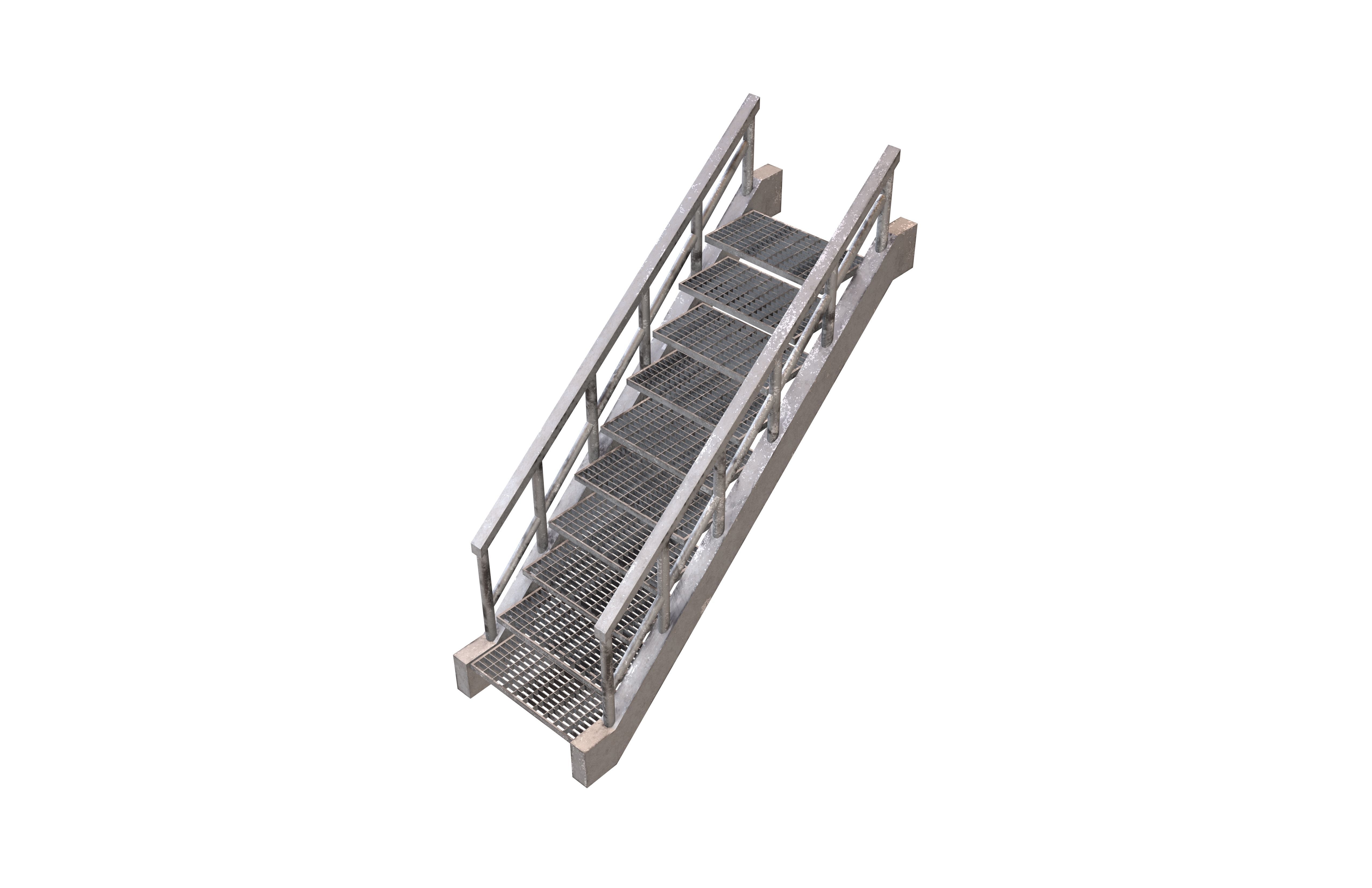 Grate Stairs v1 002 Low-poly 3D model_1