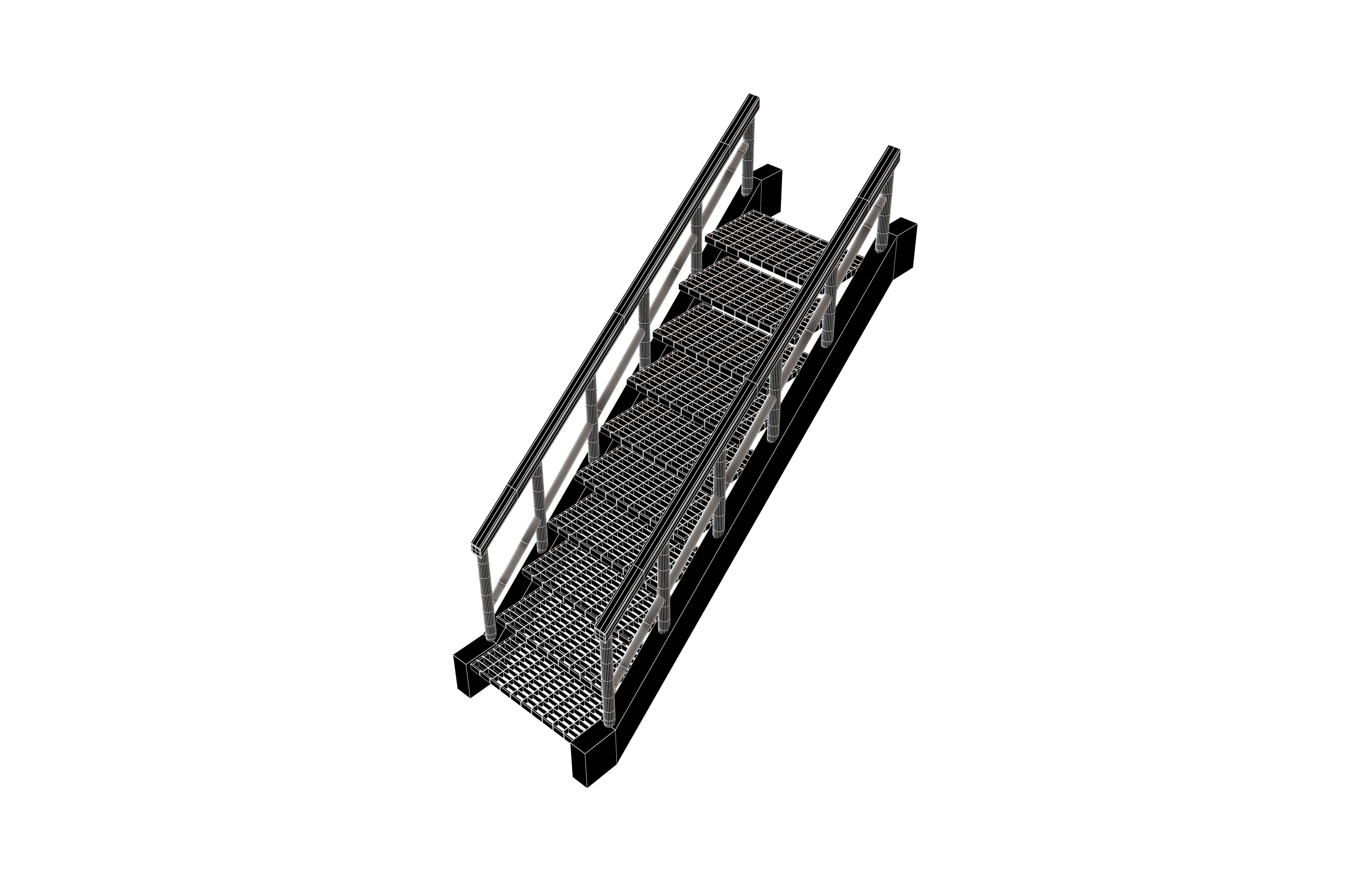 Grate Stairs v1 002 Low-poly 3D model_6