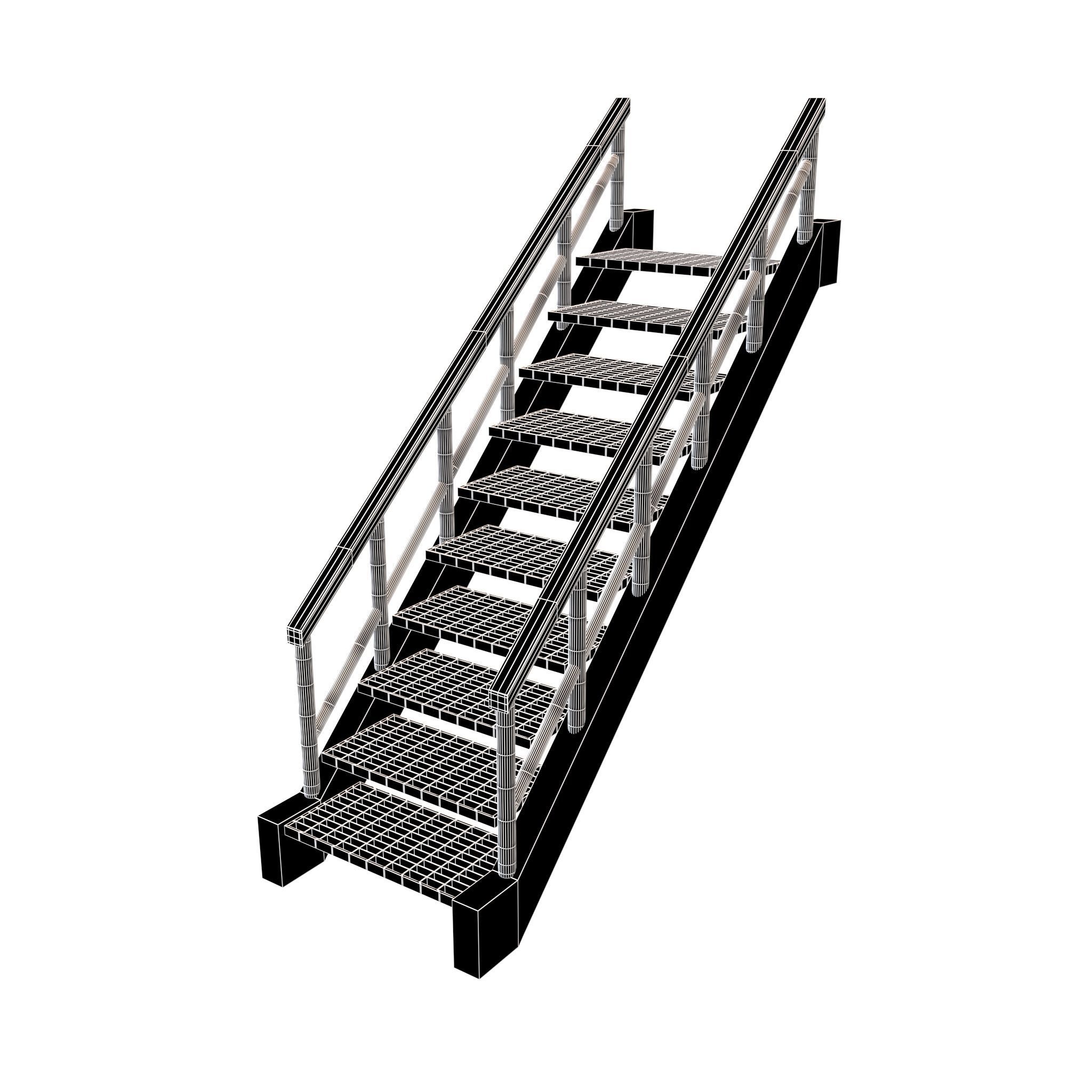 Grate Stairs v1 002 Low-poly 3D model_4