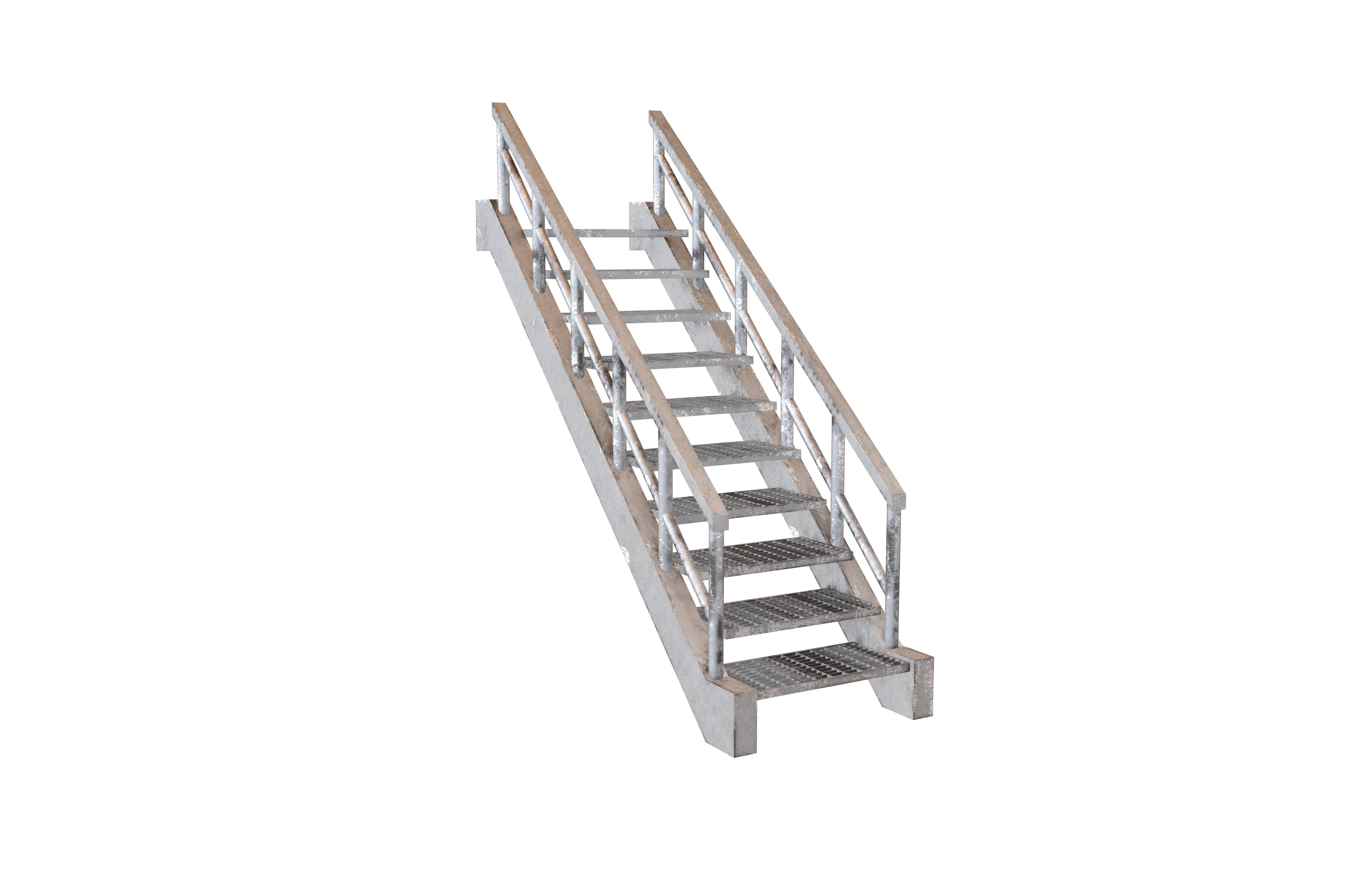 Grate Stairs v1 002 Low-poly 3D model_3