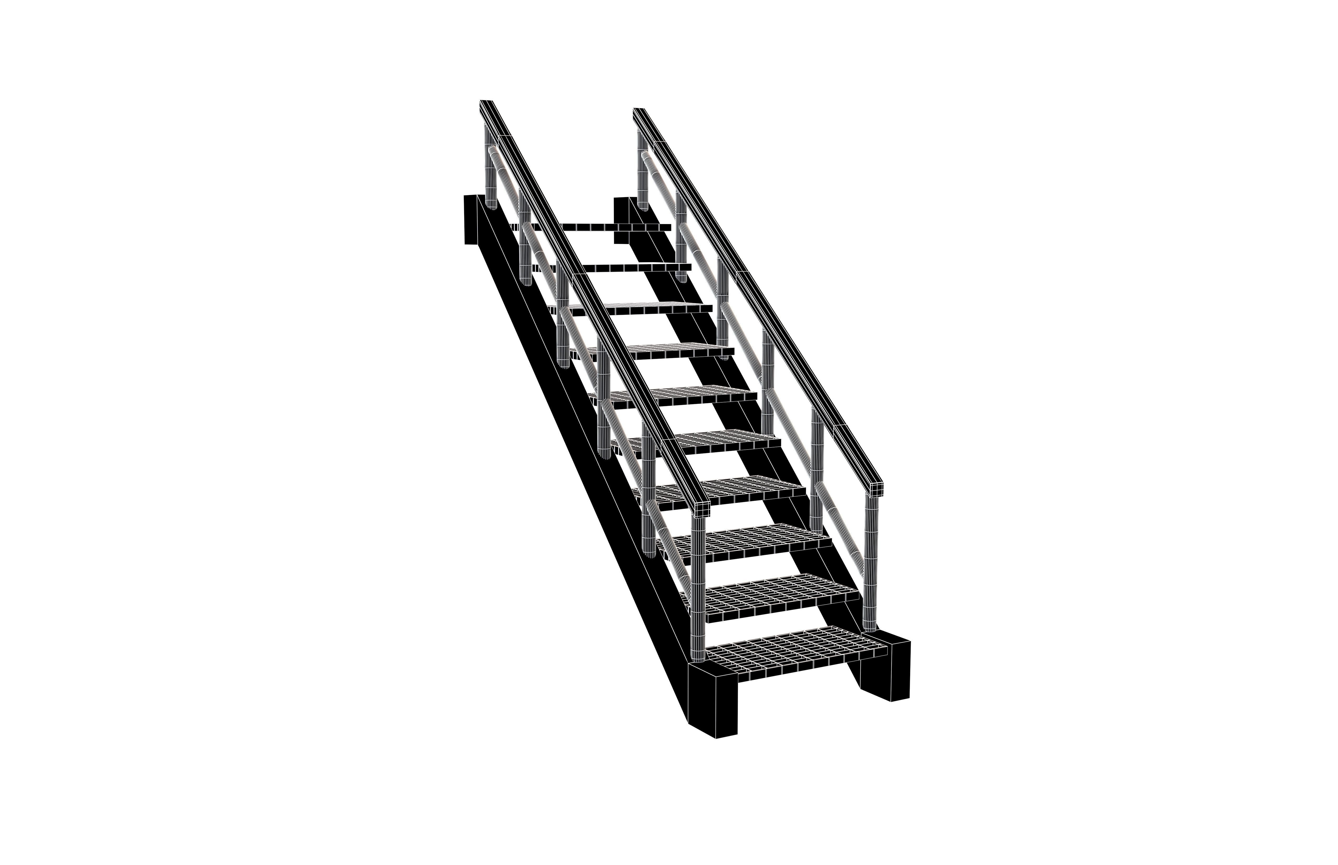 Grate Stairs v1 002 Low-poly 3D model_5