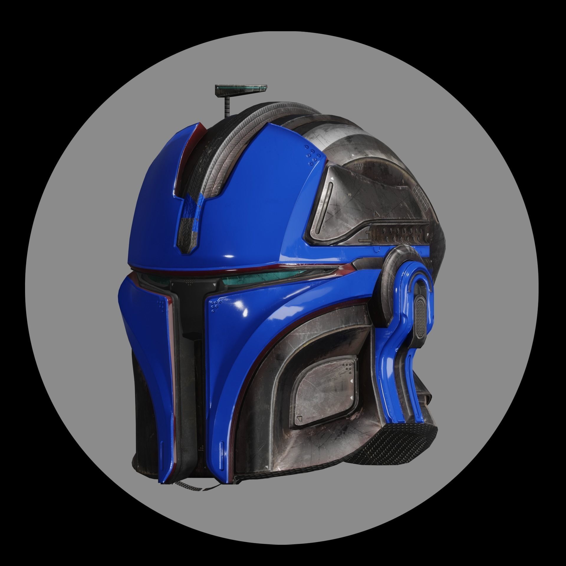 Mandalorian Helmet Model and Texture Low-poly 3D model_7