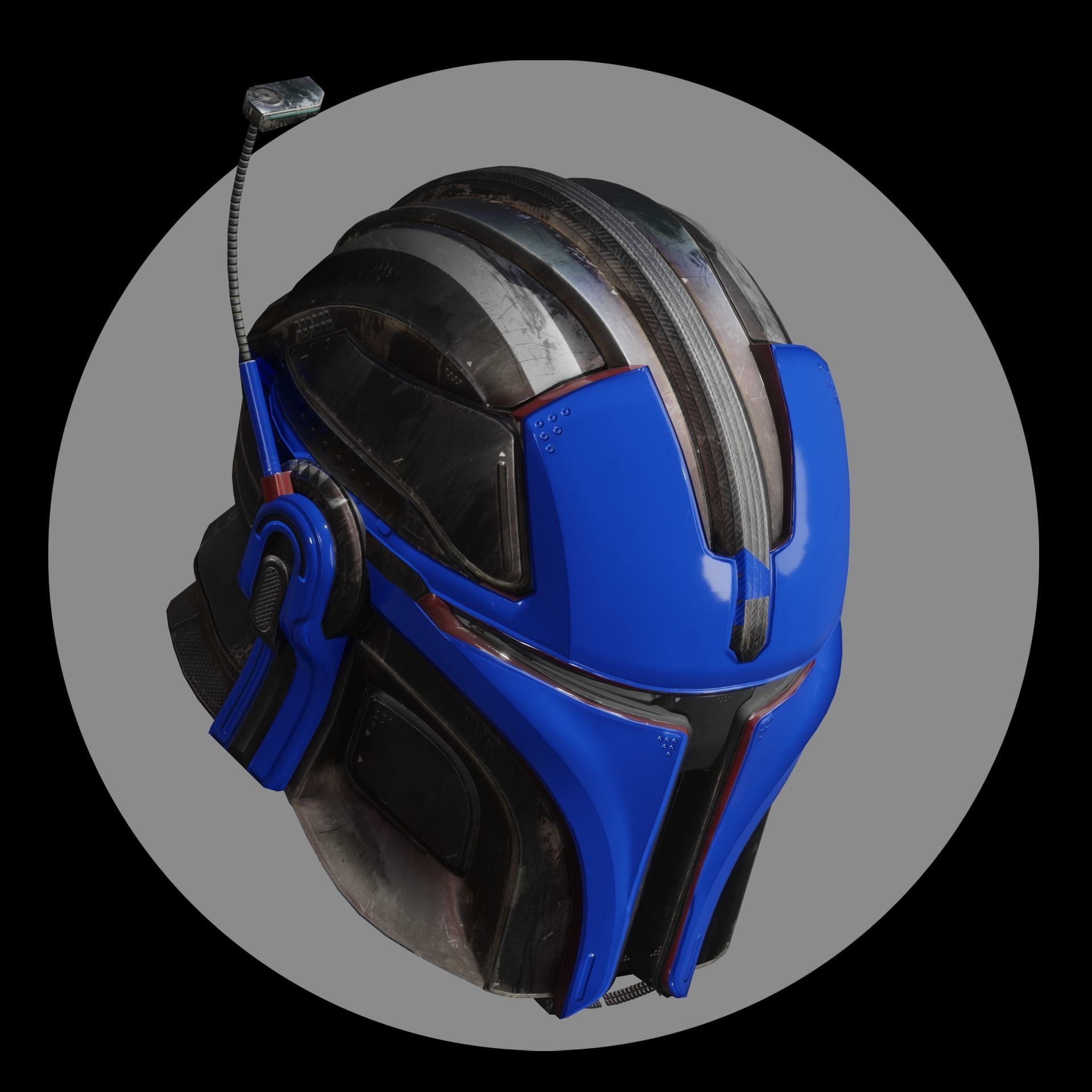 Mandalorian Helmet Model and Texture Low-poly 3D model_5