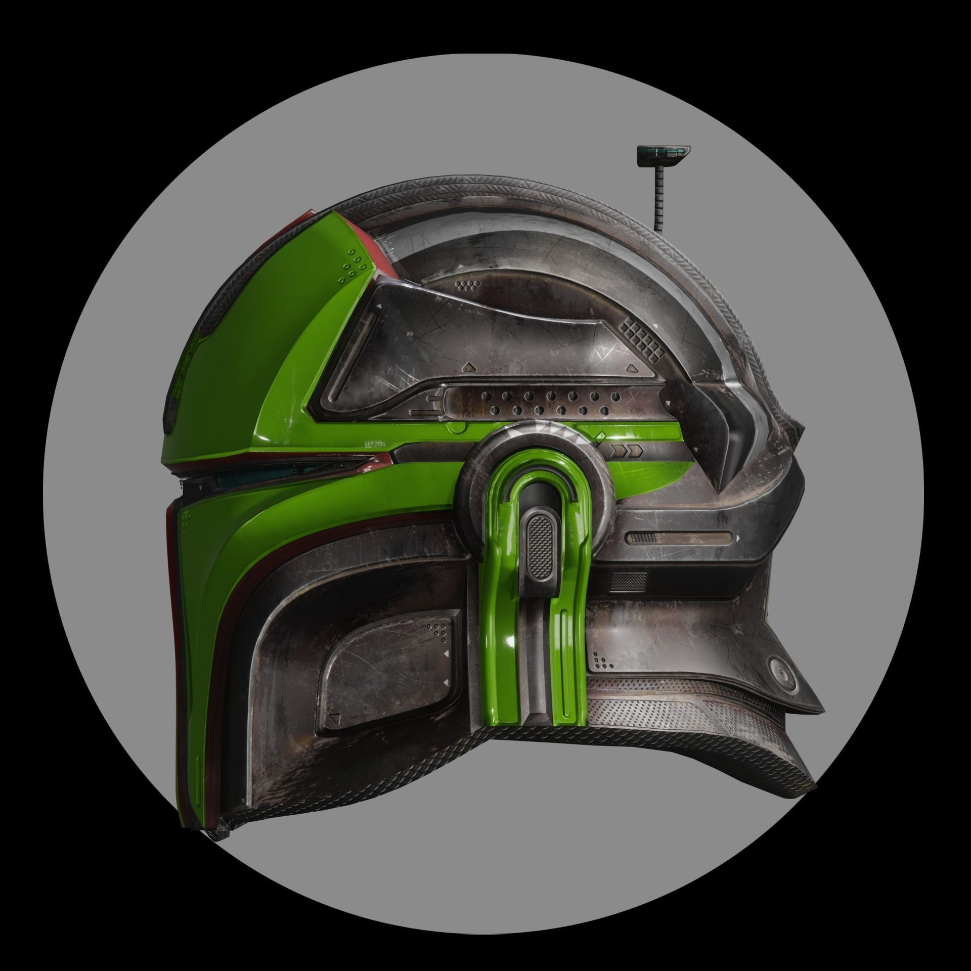 Mandalorian Helmet Model and Texture Low-poly 3D model_2